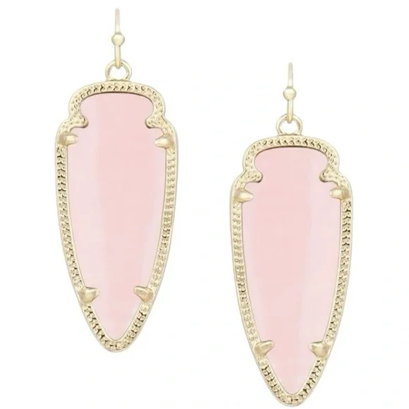 Kendra Scott Skylar Arrowhead Earrings (retired style) Rose Quartz - Picture 1 of 4